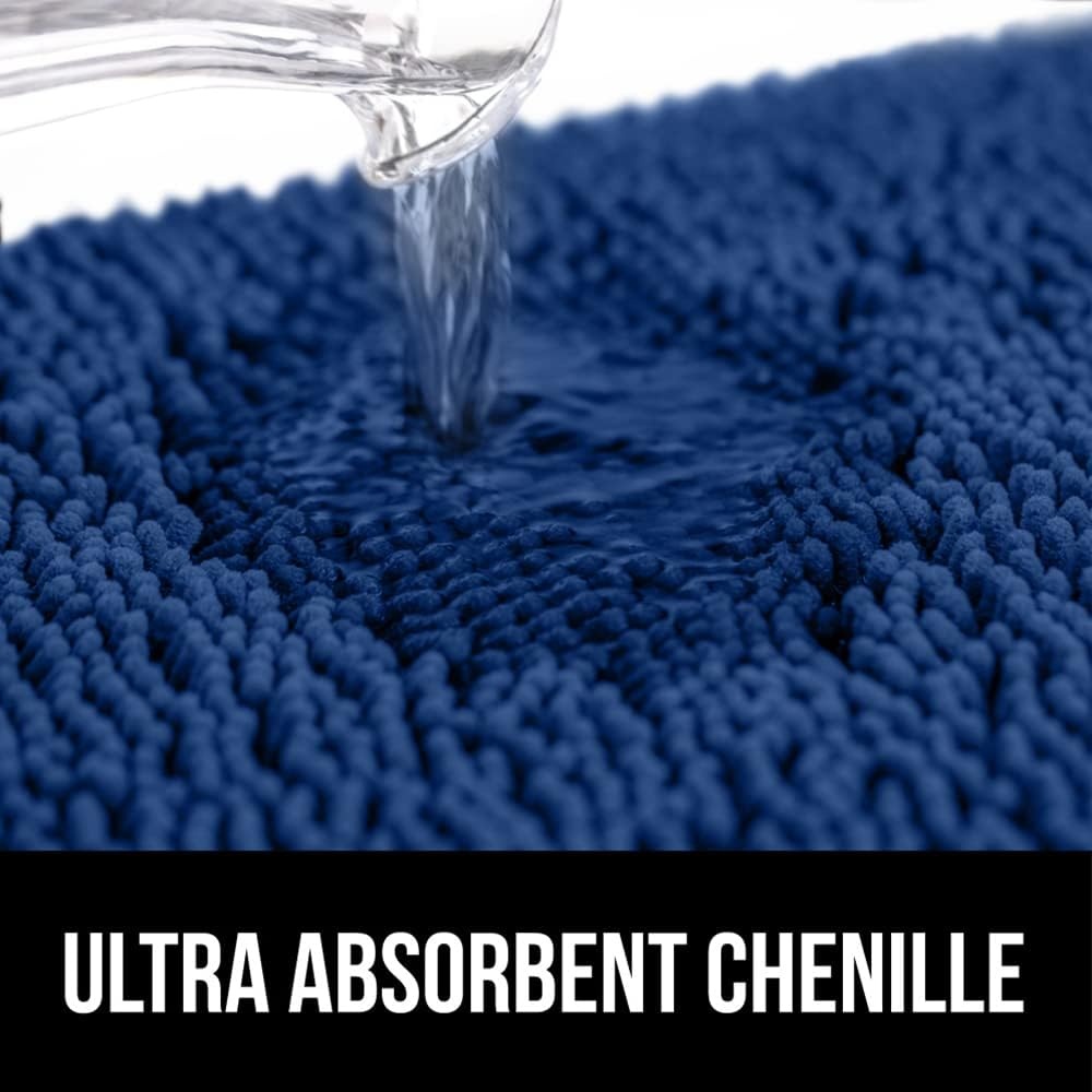 image:imageGORILLA GRIP Bath Rug Mat Thick Soft Absorbent Chenille Quick Dry Microfiber Mats Rubber Backing Machine Washable Shower Floor Rugs Bathroom Bathmat Home Decor Accessories 24x17 GreyRoyal Blue