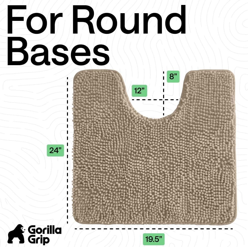 image:imageGORILLA GRIP Bath Rug Mat Thick Soft Absorbent Chenille Quick Dry Microfiber Mats Rubber Backing Machine Washable Shower Floor Rugs Bathroom Bathmat Home Decor Accessories 24x17 GreyGray Beige