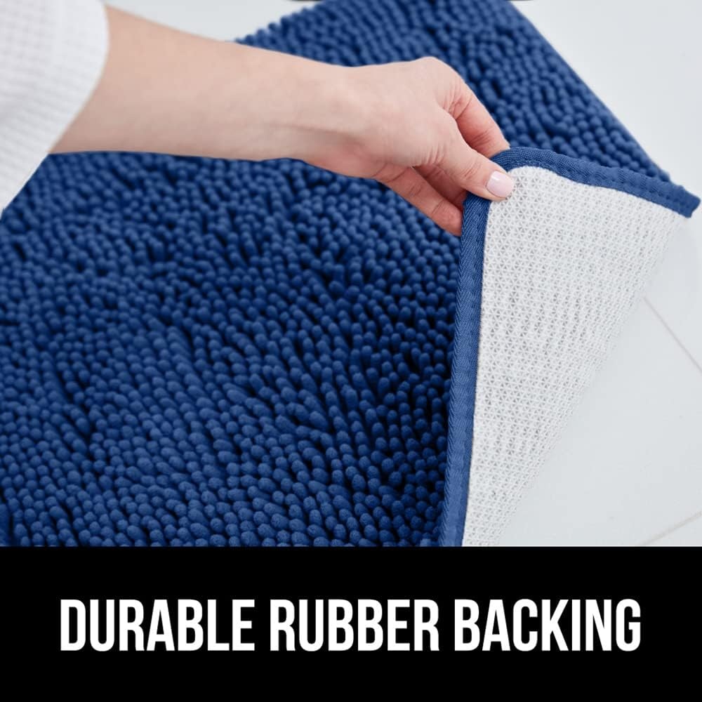 image:imageGORILLA GRIP Bath Rug Mat Thick Soft Absorbent Chenille Quick Dry Microfiber Mats Rubber Backing Machine Washable Shower Floor Rugs Bathroom Bathmat Home Decor Accessories 24x17 GreyRoyal Blue