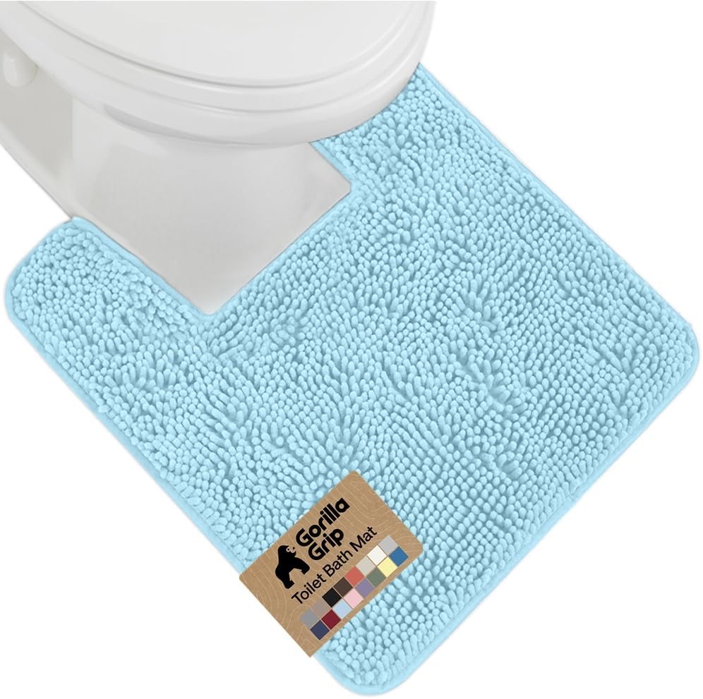 image:imageGORILLA GRIP Bath Rug Mat Thick Soft Absorbent Chenille Quick Dry Microfiber Mats Rubber Backing Machine Washable Shower Floor Rugs Bathroom Bathmat Home Decor Accessories 24x17 GreySky