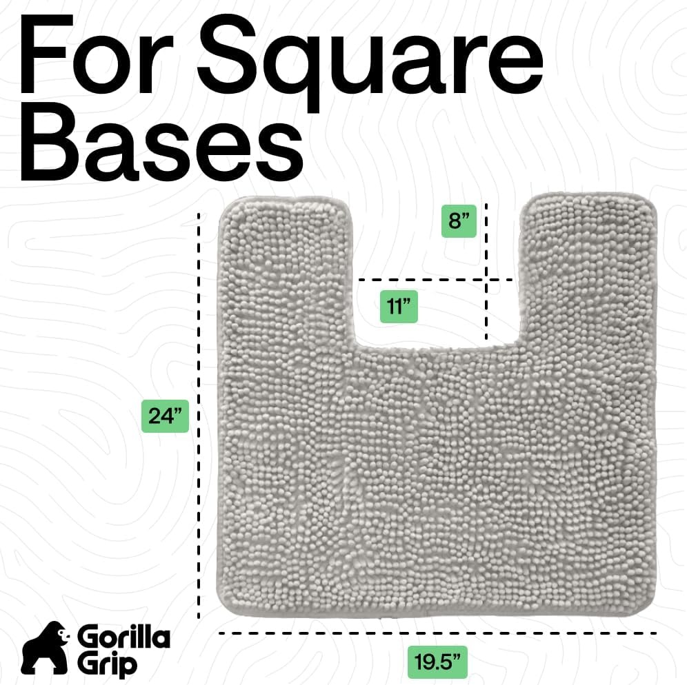 image:imageGORILLA GRIP Bath Rug Mat Thick Soft Absorbent Chenille Quick Dry Microfiber Mats Rubber Backing Machine Washable Shower Floor Rugs Bathroom Bathmat Home Decor Accessories 24x17 GreyLight Gray