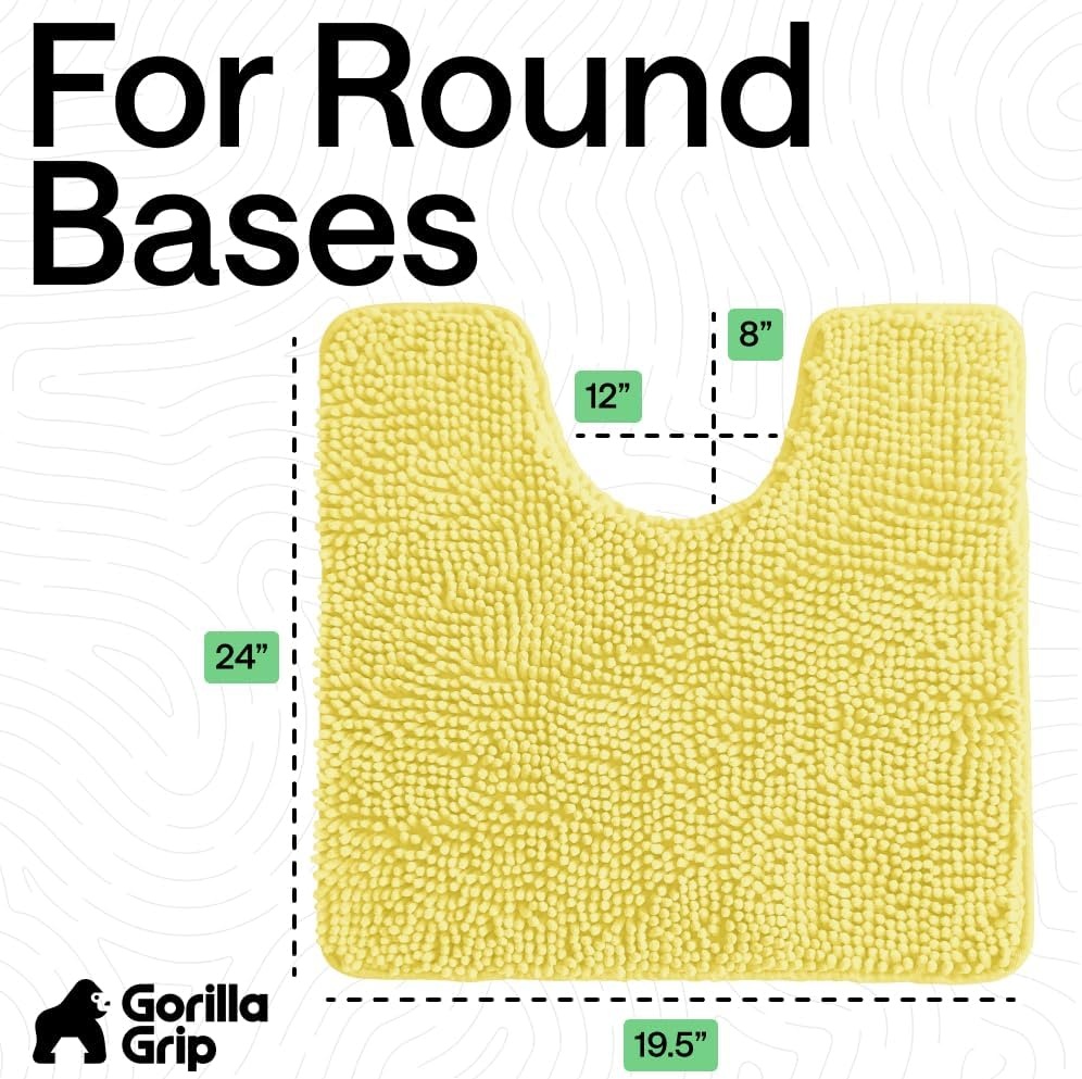 image:imageGORILLA GRIP Bath Rug Mat Thick Soft Absorbent Chenille Quick Dry Microfiber Mats Rubber Backing Machine Washable Shower Floor Rugs Bathroom Bathmat Home Decor Accessories 24x17 GreyYellow