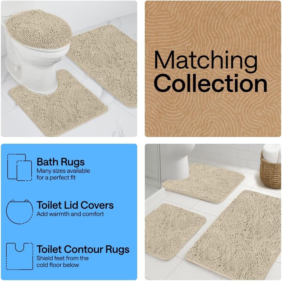 image:imageGORILLA GRIP Bath Rug Mat Thick Soft Absorbent Chenille Quick Dry Microfiber Mats Rubber Backing Machine Washable Shower Floor Rugs Bathroom Bathmat Home Decor Accessories 24x17 GreySand