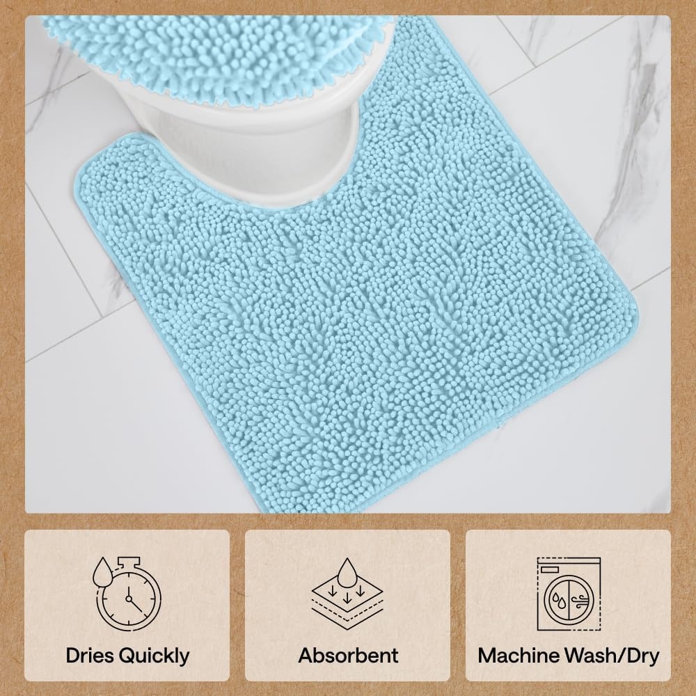 image:imageGORILLA GRIP Bath Rug Mat Thick Soft Absorbent Chenille Quick Dry Microfiber Mats Rubber Backing Machine Washable Shower Floor Rugs Bathroom Bathmat Home Decor Accessories 24x17 GreySky