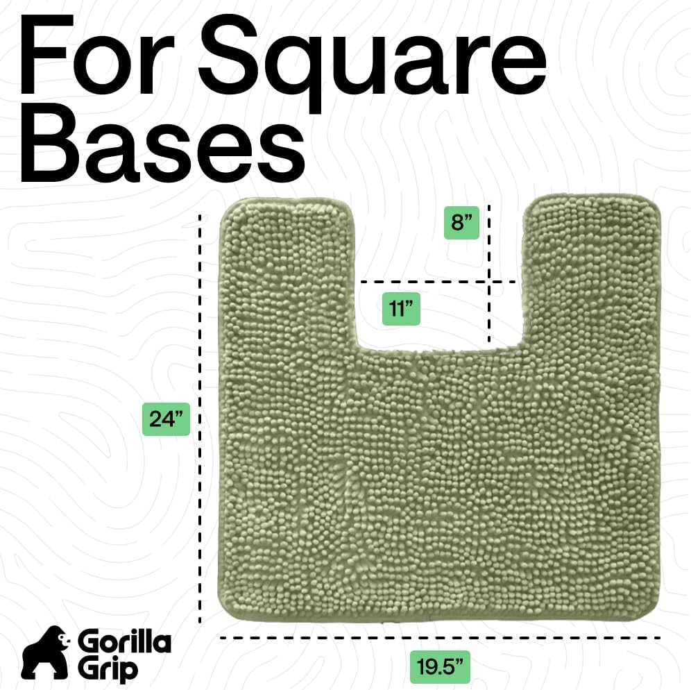 image:imageGORILLA GRIP Bath Rug Mat Thick Soft Absorbent Chenille Quick Dry Microfiber Mats Rubber Backing Machine Washable Shower Floor Rugs Bathroom Bathmat Home Decor Accessories 24x17 GreySage