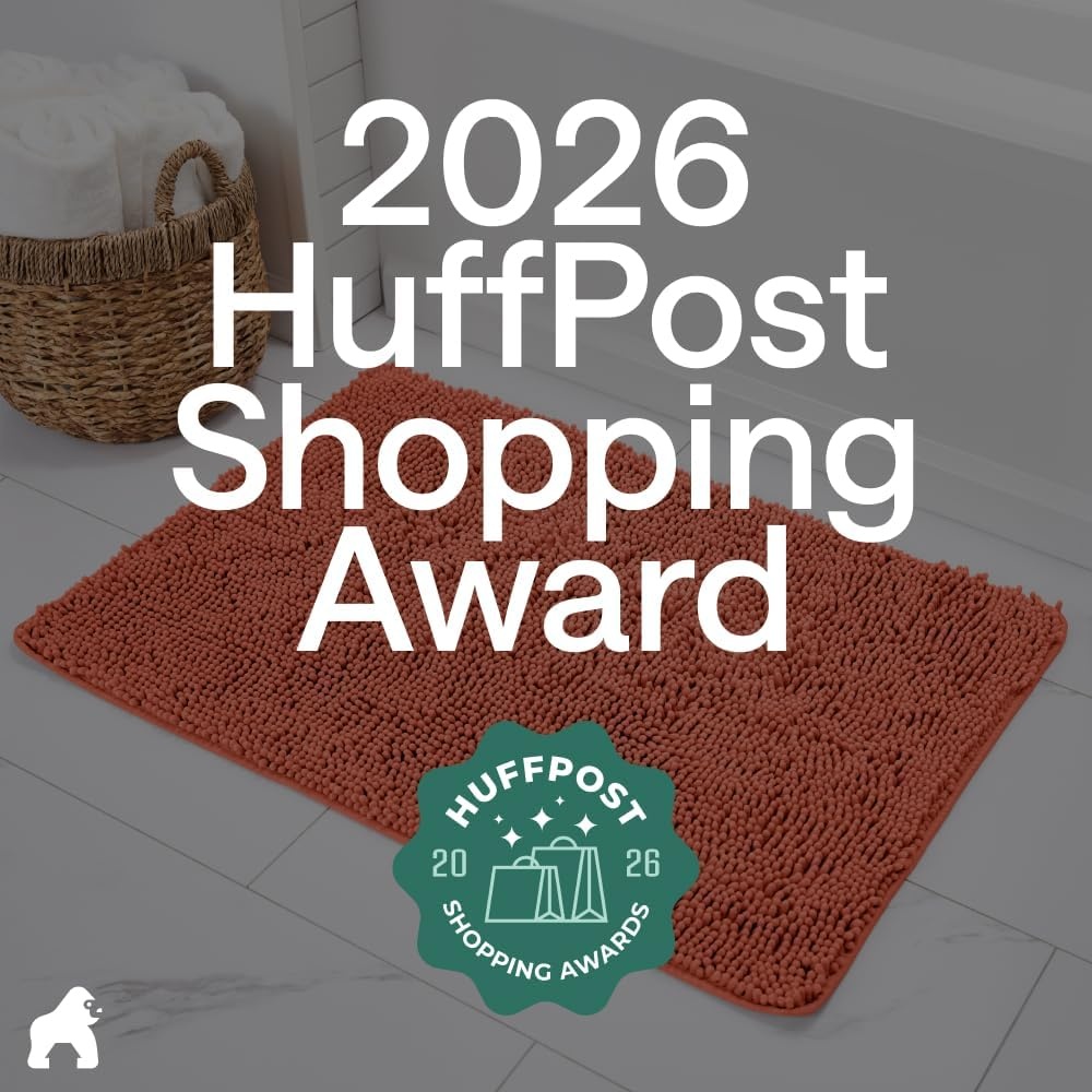 image:imageGORILLA GRIP Bath Rug Mat Thick Soft Absorbent Chenille Quick Dry Microfiber Mats Rubber Backing Machine Washable Shower Floor Rugs Bathroom Bathmat Home Decor Accessories 24x17 GreyCoral