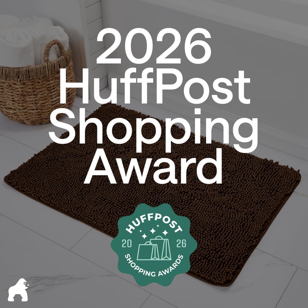 image:imageGORILLA GRIP Bath Rug Mat Thick Soft Absorbent Chenille Quick Dry Microfiber Mats Rubber Backing Machine Washable Shower Floor Rugs Bathroom Bathmat Home Decor Accessories 24x17 GreyBrown