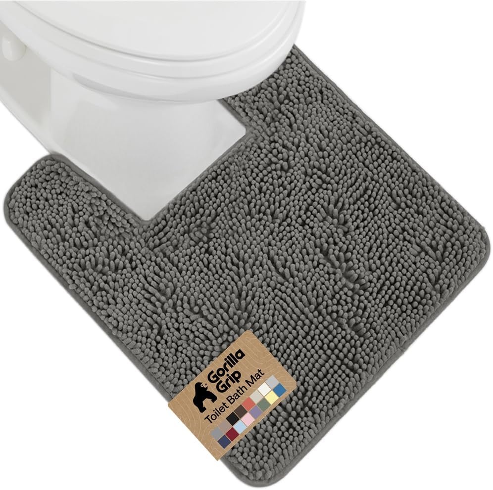 image:imageGORILLA GRIP Bath Rug Mat Thick Soft Absorbent Chenille Quick Dry Microfiber Mats Rubber Backing Machine Washable Shower Floor Rugs Bathroom Bathmat Home Decor Accessories 24x17 GreyCharcoal