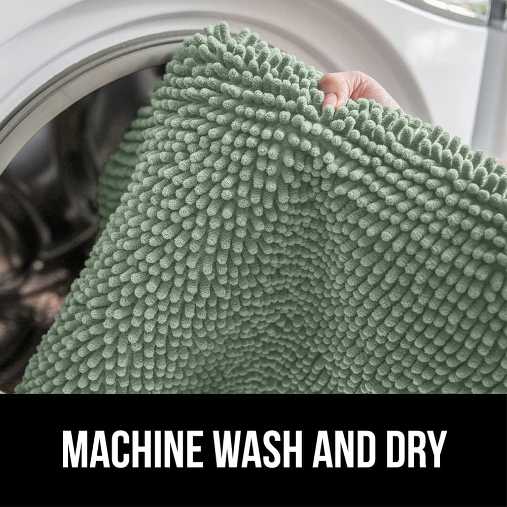 image:imageGORILLA GRIP Bath Rug Mat Thick Soft Absorbent Chenille Quick Dry Microfiber Mats Rubber Backing Machine Washable Shower Floor Rugs Bathroom Bathmat Home Decor Accessories 24x17 GreySage