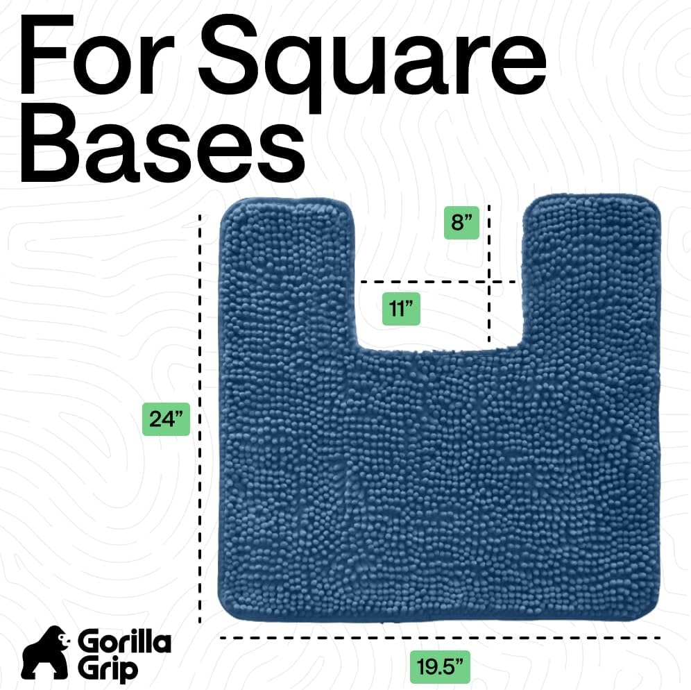 image:imageGORILLA GRIP Bath Rug Mat Thick Soft Absorbent Chenille Quick Dry Microfiber Mats Rubber Backing Machine Washable Shower Floor Rugs Bathroom Bathmat Home Decor Accessories 24x17 GreyBlue