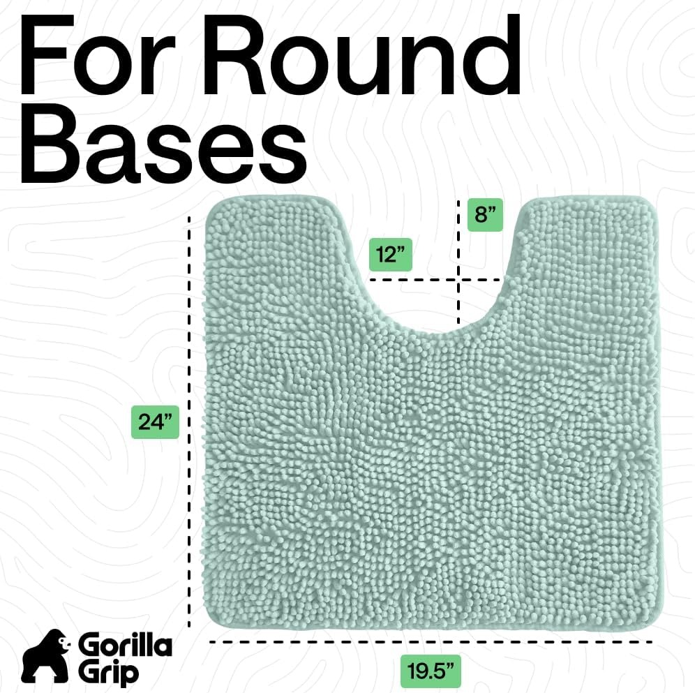 image:imageGORILLA GRIP Bath Rug Mat Thick Soft Absorbent Chenille Quick Dry Microfiber Mats Rubber Backing Machine Washable Shower Floor Rugs Bathroom Bathmat Home Decor Accessories 24x17 GreySeablue