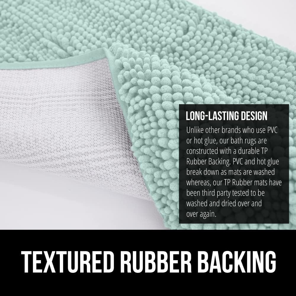 image:imageGORILLA GRIP Bath Rug Mat Thick Soft Absorbent Chenille Quick Dry Microfiber Mats Rubber Backing Machine Washable Shower Floor Rugs Bathroom Bathmat Home Decor Accessories 24x17 GreySeablue