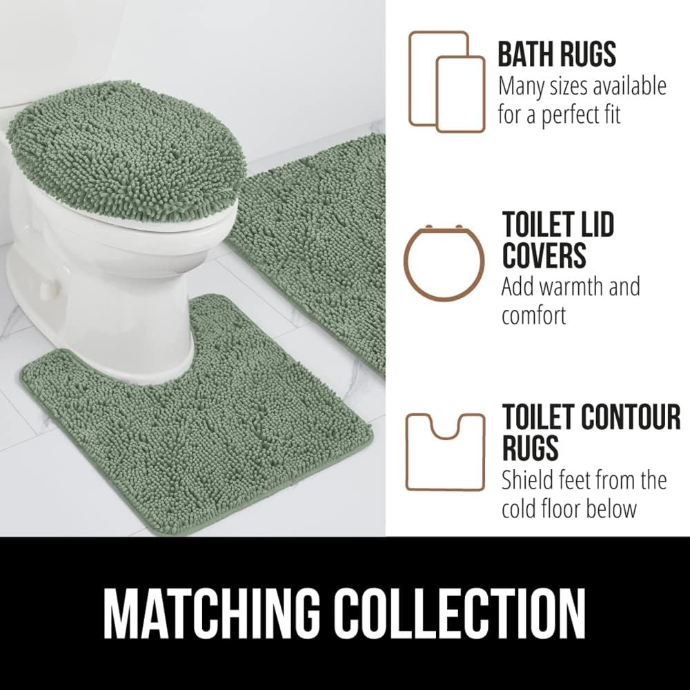 image:imageGORILLA GRIP Bath Rug Mat Thick Soft Absorbent Chenille Quick Dry Microfiber Mats Rubber Backing Machine Washable Shower Floor Rugs Bathroom Bathmat Home Decor Accessories 24x17 GreySage