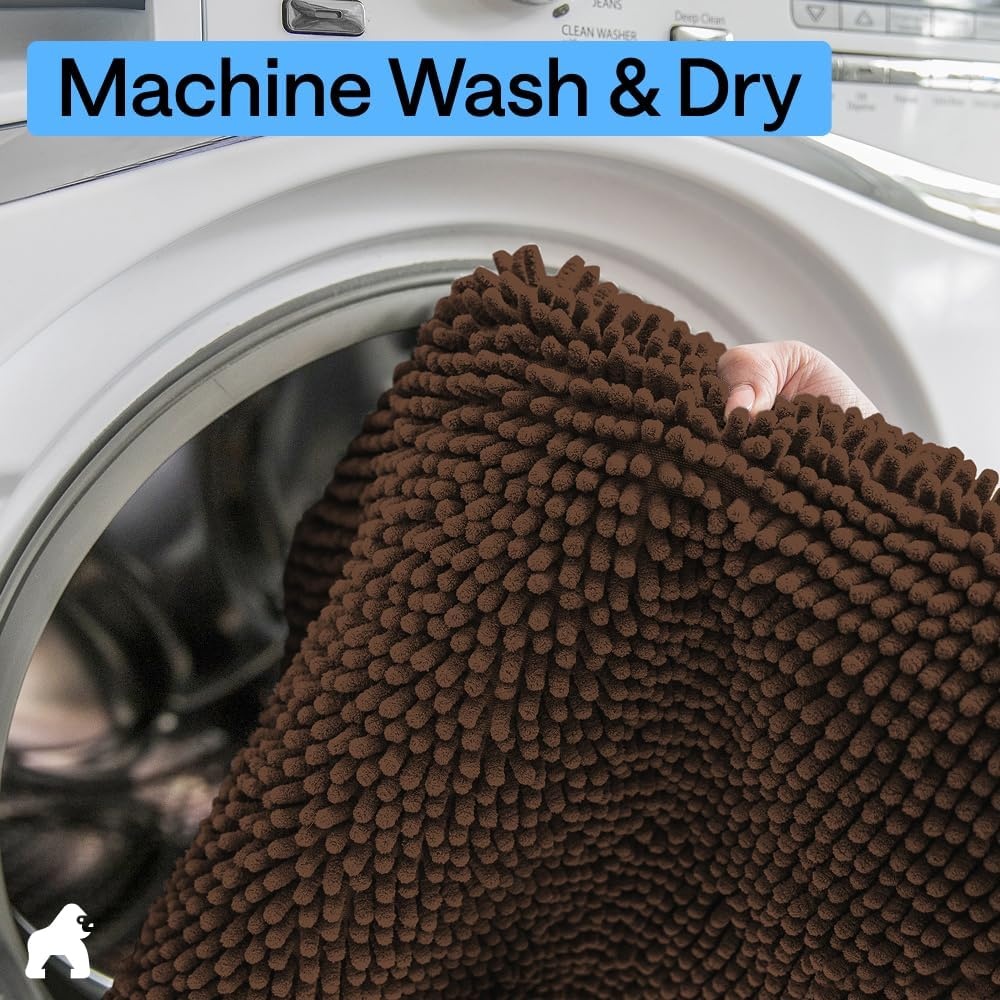 image:imageGORILLA GRIP Bath Rug Mat Thick Soft Absorbent Chenille Quick Dry Microfiber Mats Rubber Backing Machine Washable Shower Floor Rugs Bathroom Bathmat Home Decor Accessories 24x17 GreyBrown