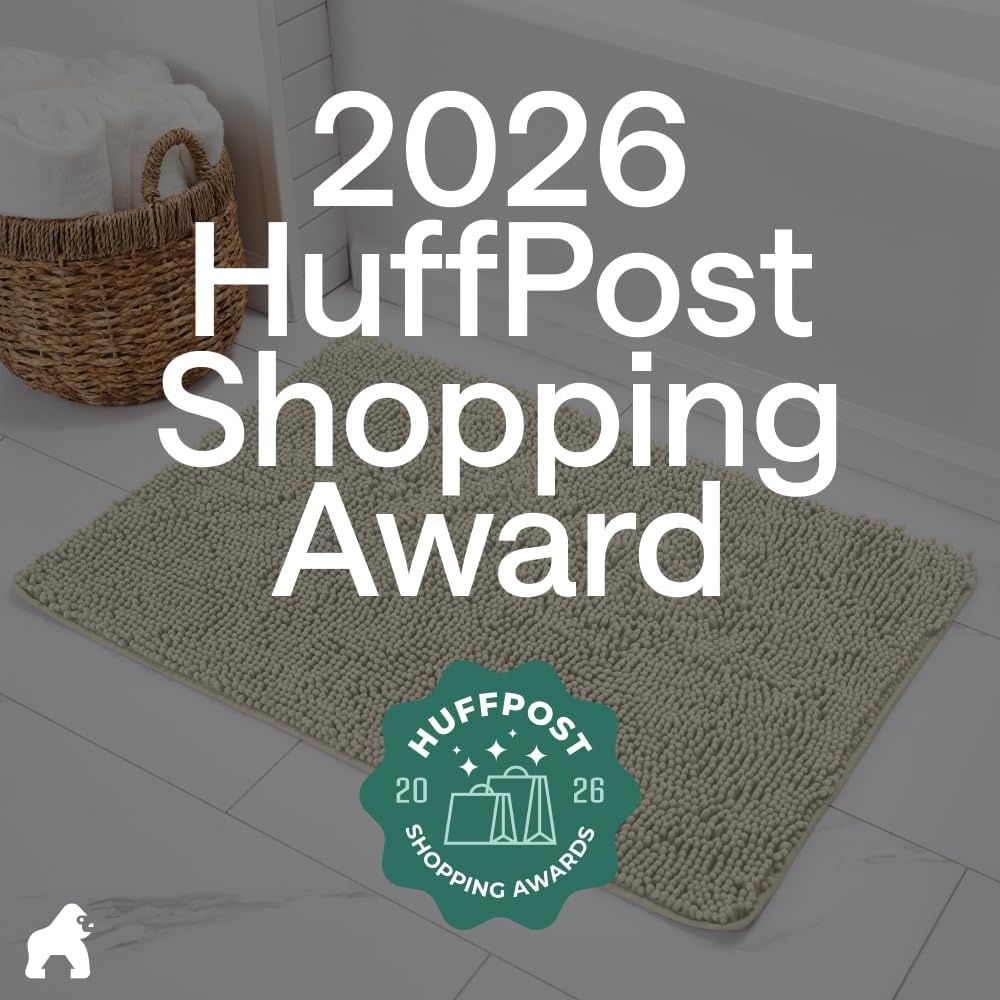 image:imageGORILLA GRIP Bath Rug Mat Thick Soft Absorbent Chenille Quick Dry Microfiber Mats Rubber Backing Machine Washable Shower Floor Rugs Bathroom Bathmat Home Decor Accessories 24x17 GreyDusty Cloud