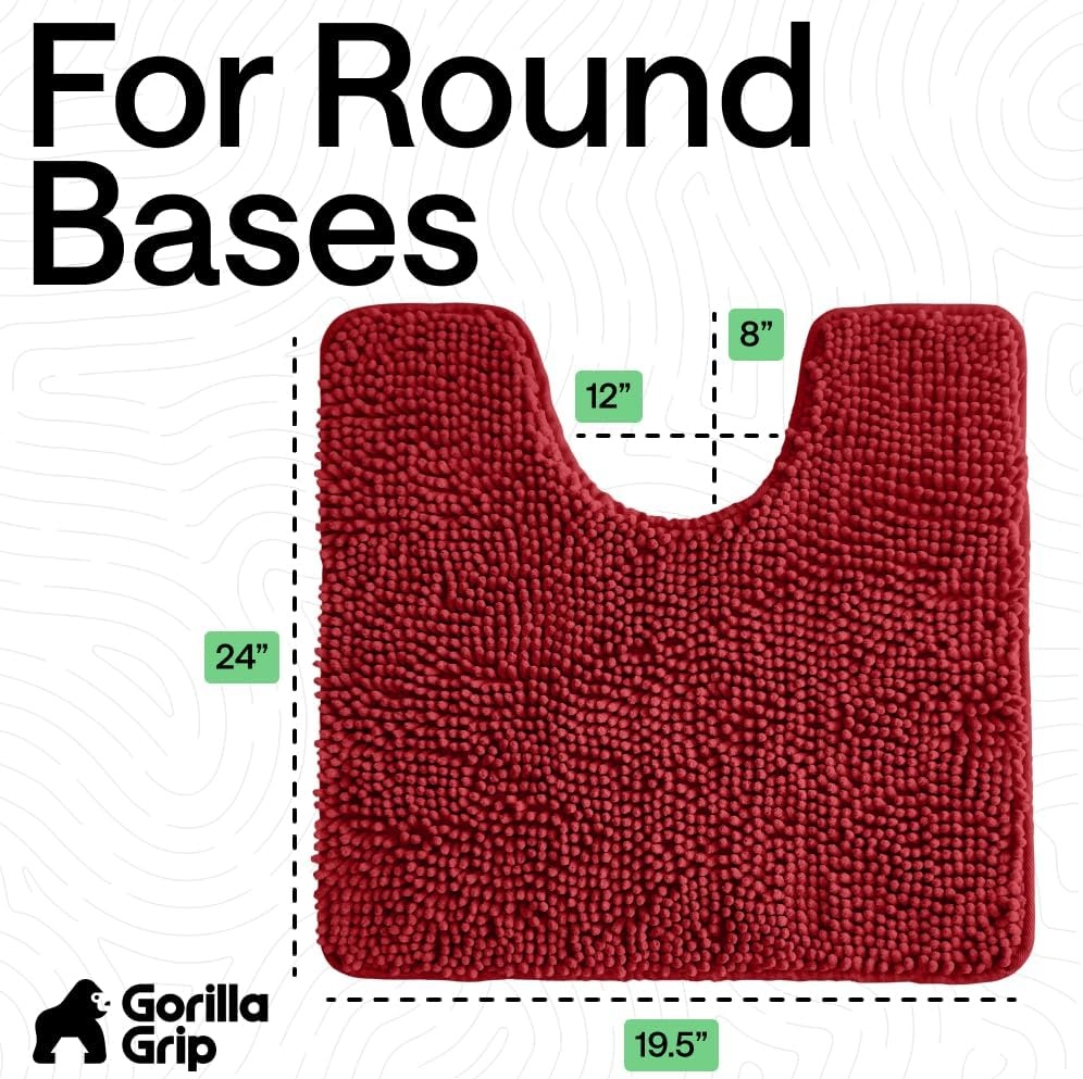 image:imageGORILLA GRIP Bath Rug Mat Thick Soft Absorbent Chenille Quick Dry Microfiber Mats Rubber Backing Machine Washable Shower Floor Rugs Bathroom Bathmat Home Decor Accessories 24x17 GreyRed