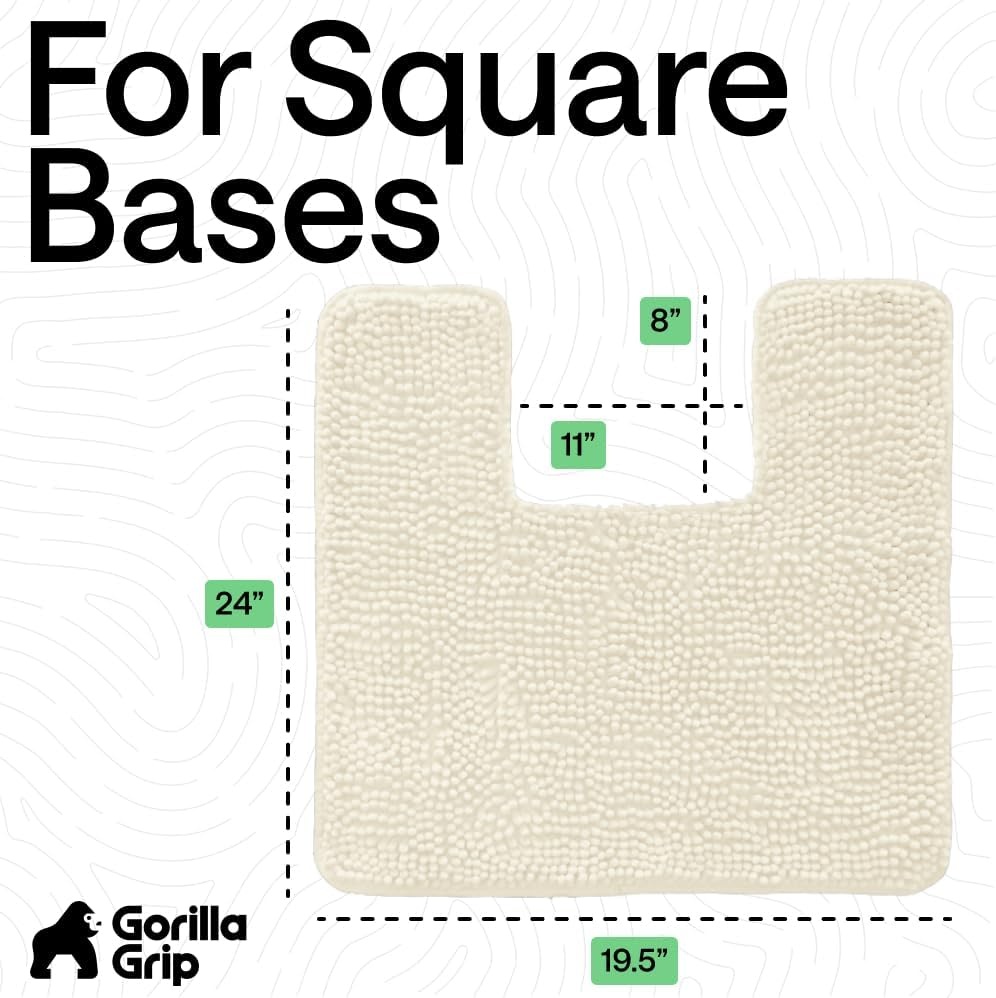 image:imageGORILLA GRIP Bath Rug Mat Thick Soft Absorbent Chenille Quick Dry Microfiber Mats Rubber Backing Machine Washable Shower Floor Rugs Bathroom Bathmat Home Decor Accessories 24x17 GreyIvory