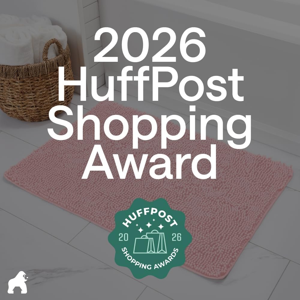 image:imageGORILLA GRIP Bath Rug Mat Thick Soft Absorbent Chenille Quick Dry Microfiber Mats Rubber Backing Machine Washable Shower Floor Rugs Bathroom Bathmat Home Decor Accessories 24x17 GreyLight Pink