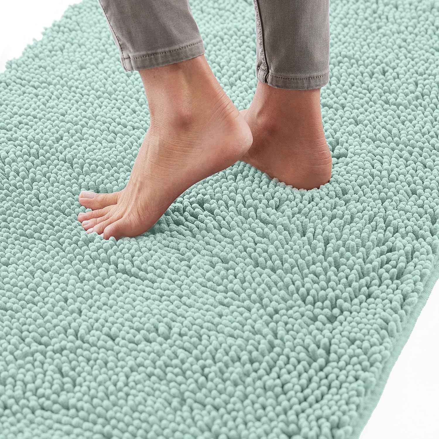 image:imageGORILLA GRIP Bath Rug Mat Thick Soft Absorbent Chenille Quick Dry Microfiber Mats Rubber Backing Machine Washable Shower Floor Rugs Bathroom Bathmat Home Decor Accessories 24x17 GreySeablue