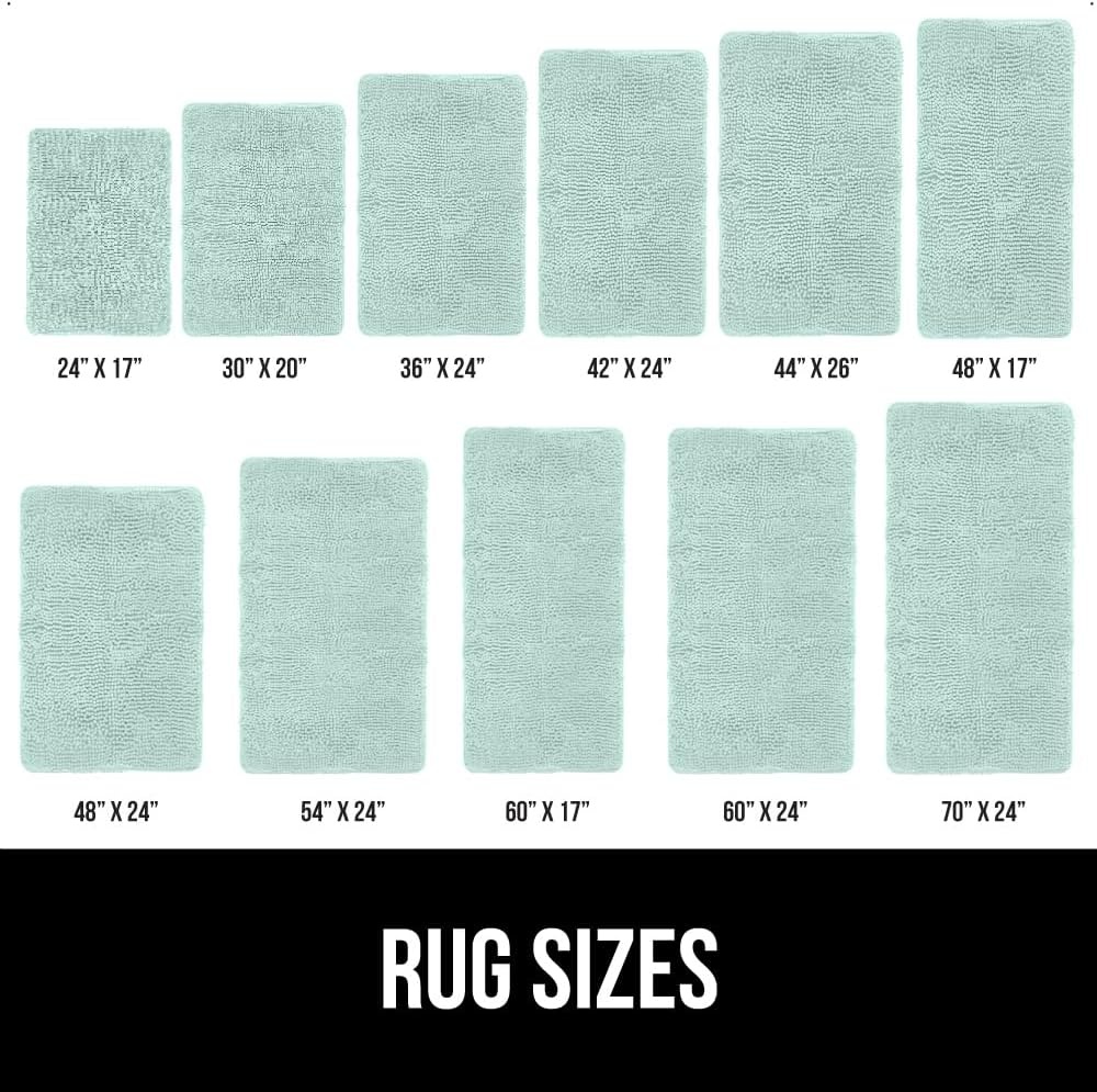image:imageGORILLA GRIP Bath Rug Mat Thick Soft Absorbent Chenille Quick Dry Microfiber Mats Rubber Backing Machine Washable Shower Floor Rugs Bathroom Bathmat Home Decor Accessories 24x17 GreySeablue