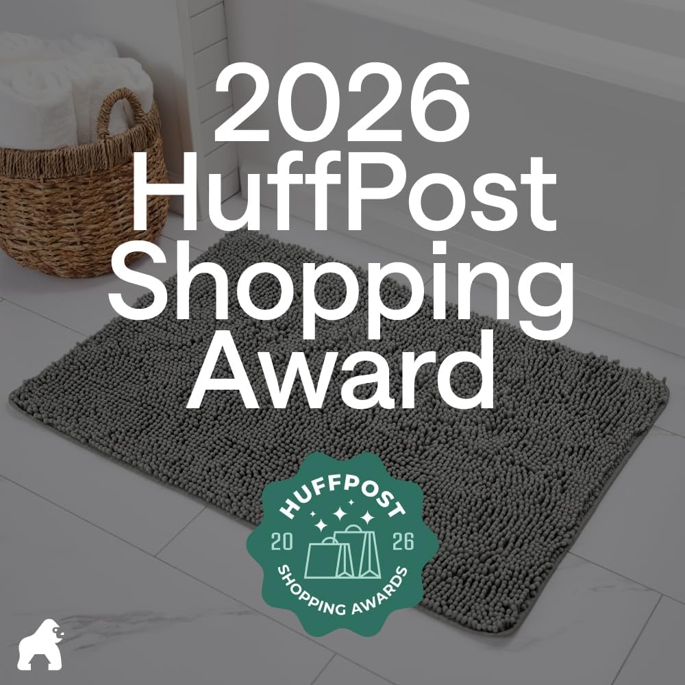 image:imageGORILLA GRIP Bath Rug Mat Thick Soft Absorbent Chenille Quick Dry Microfiber Mats Rubber Backing Machine Washable Shower Floor Rugs Bathroom Bathmat Home Decor Accessories 24x17 GreyGrey