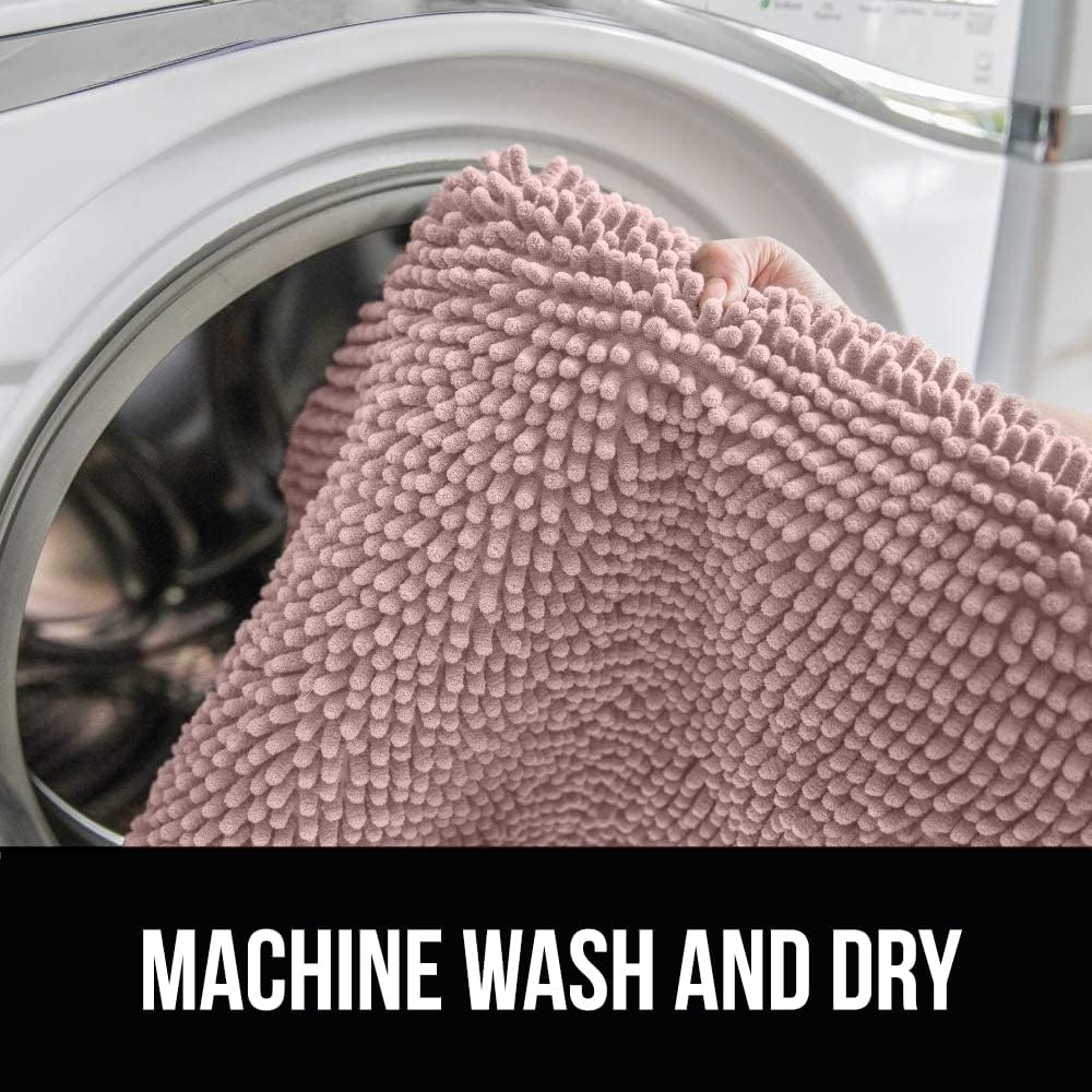 image:imageGORILLA GRIP Bath Rug Mat Thick Soft Absorbent Chenille Quick Dry Microfiber Mats Rubber Backing Machine Washable Shower Floor Rugs Bathroom Bathmat Home Decor Accessories 24x17 GreyDusty Rose
