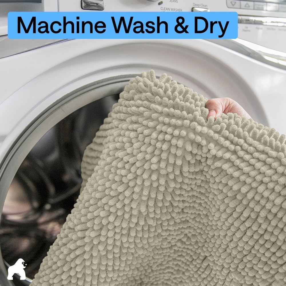 image:imageGORILLA GRIP Bath Rug Mat Thick Soft Absorbent Chenille Quick Dry Microfiber Mats Rubber Backing Machine Washable Shower Floor Rugs Bathroom Bathmat Home Decor Accessories 24x17 GreyDusty Cloud