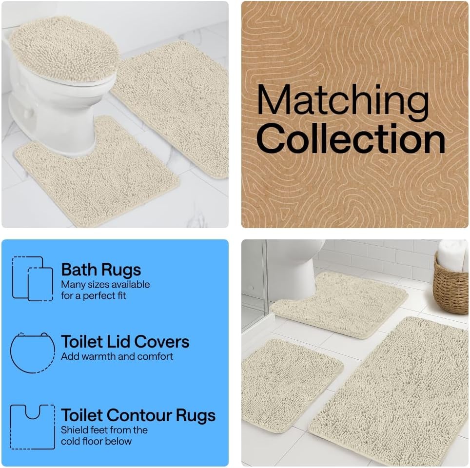 image:imageGORILLA GRIP Bath Rug Mat Thick Soft Absorbent Chenille Quick Dry Microfiber Mats Rubber Backing Machine Washable Shower Floor Rugs Bathroom Bathmat Home Decor Accessories 24x17 GreyDusty Cloud