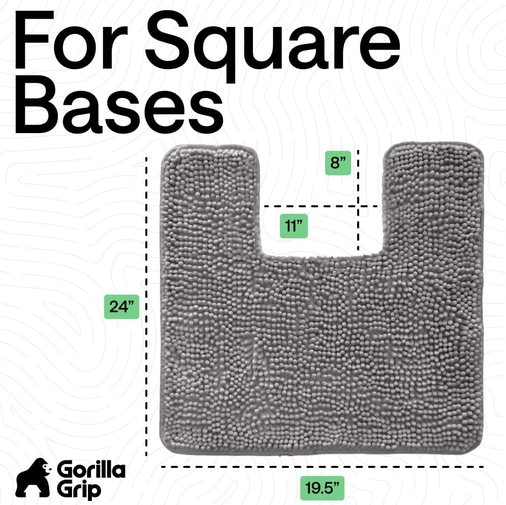 image:imageGORILLA GRIP Bath Rug Mat Thick Soft Absorbent Chenille Quick Dry Microfiber Mats Rubber Backing Machine Washable Shower Floor Rugs Bathroom Bathmat Home Decor Accessories 24x17 GreyGrey