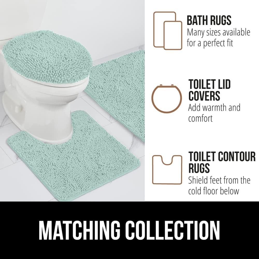 image:imageGORILLA GRIP Bath Rug Mat Thick Soft Absorbent Chenille Quick Dry Microfiber Mats Rubber Backing Machine Washable Shower Floor Rugs Bathroom Bathmat Home Decor Accessories 24x17 GreySeablue