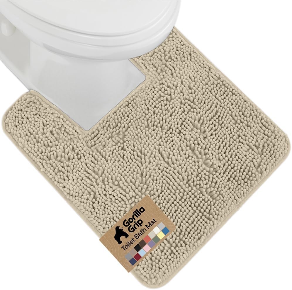 image:imageGORILLA GRIP Bath Rug Mat Thick Soft Absorbent Chenille Quick Dry Microfiber Mats Rubber Backing Machine Washable Shower Floor Rugs Bathroom Bathmat Home Decor Accessories 24x17 GreySand