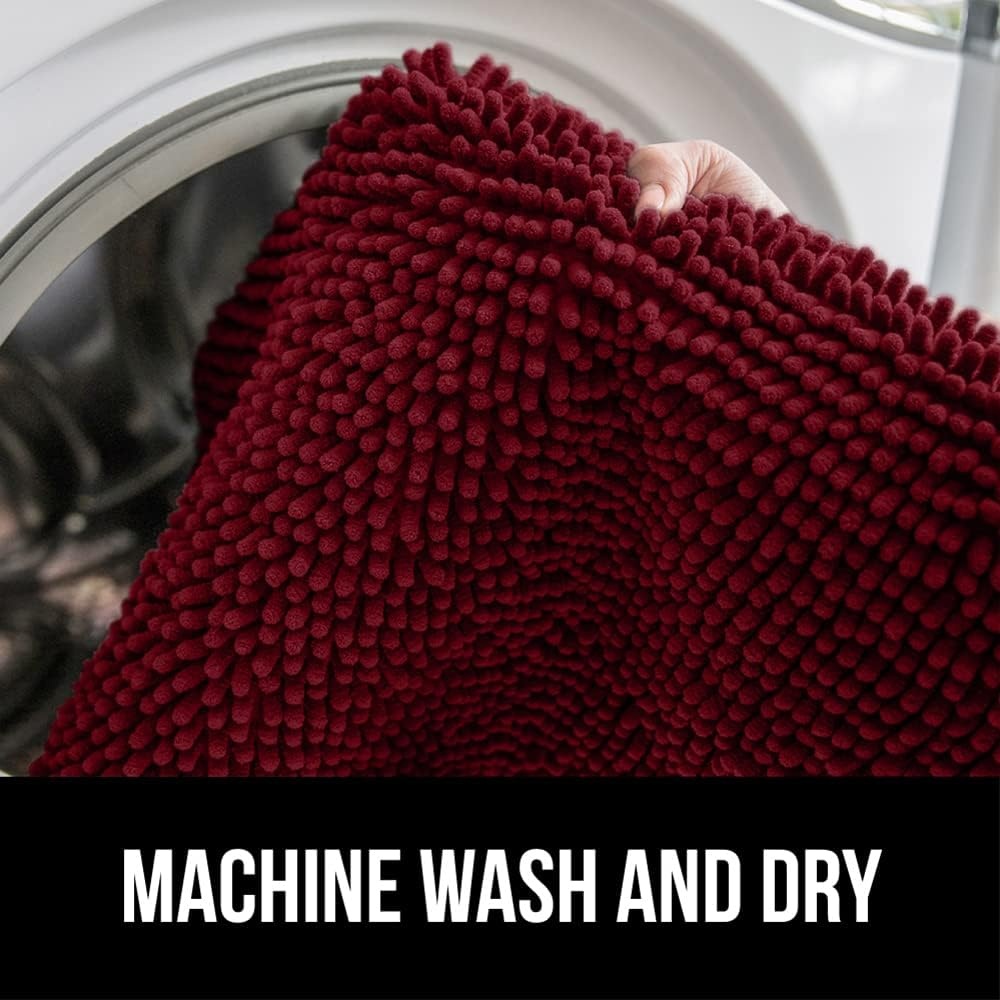 image:imageGORILLA GRIP Bath Rug Mat Thick Soft Absorbent Chenille Quick Dry Microfiber Mats Rubber Backing Machine Washable Shower Floor Rugs Bathroom Bathmat Home Decor Accessories 24x17 GreyBurgundy
