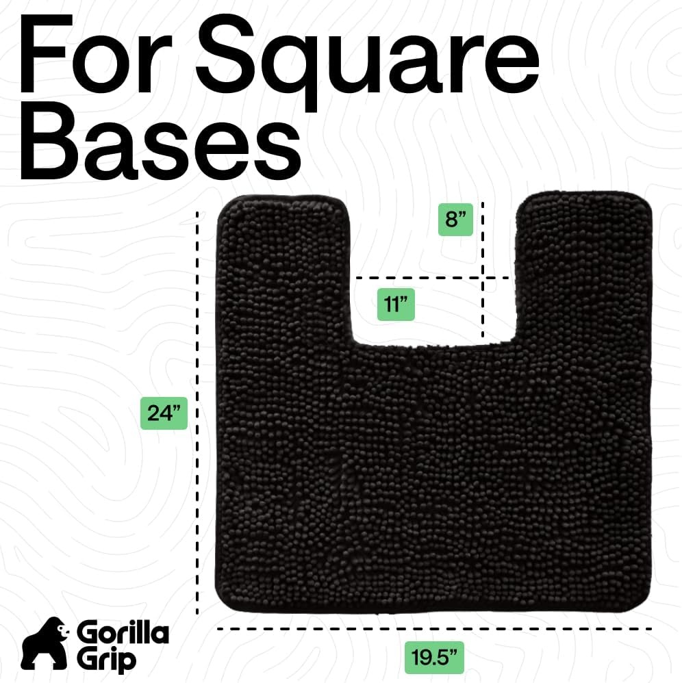 image:imageGORILLA GRIP Bath Rug Mat Thick Soft Absorbent Chenille Quick Dry Microfiber Mats Rubber Backing Machine Washable Shower Floor Rugs Bathroom Bathmat Home Decor Accessories 24x17 GreyBlack