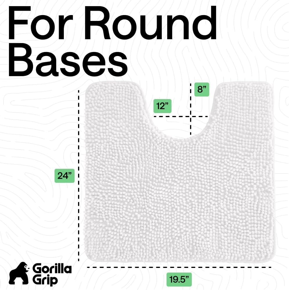 image:imageGORILLA GRIP Bath Rug Mat Thick Soft Absorbent Chenille Quick Dry Microfiber Mats Rubber Backing Machine Washable Shower Floor Rugs Bathroom Bathmat Home Decor Accessories 24x17 GreyWhite