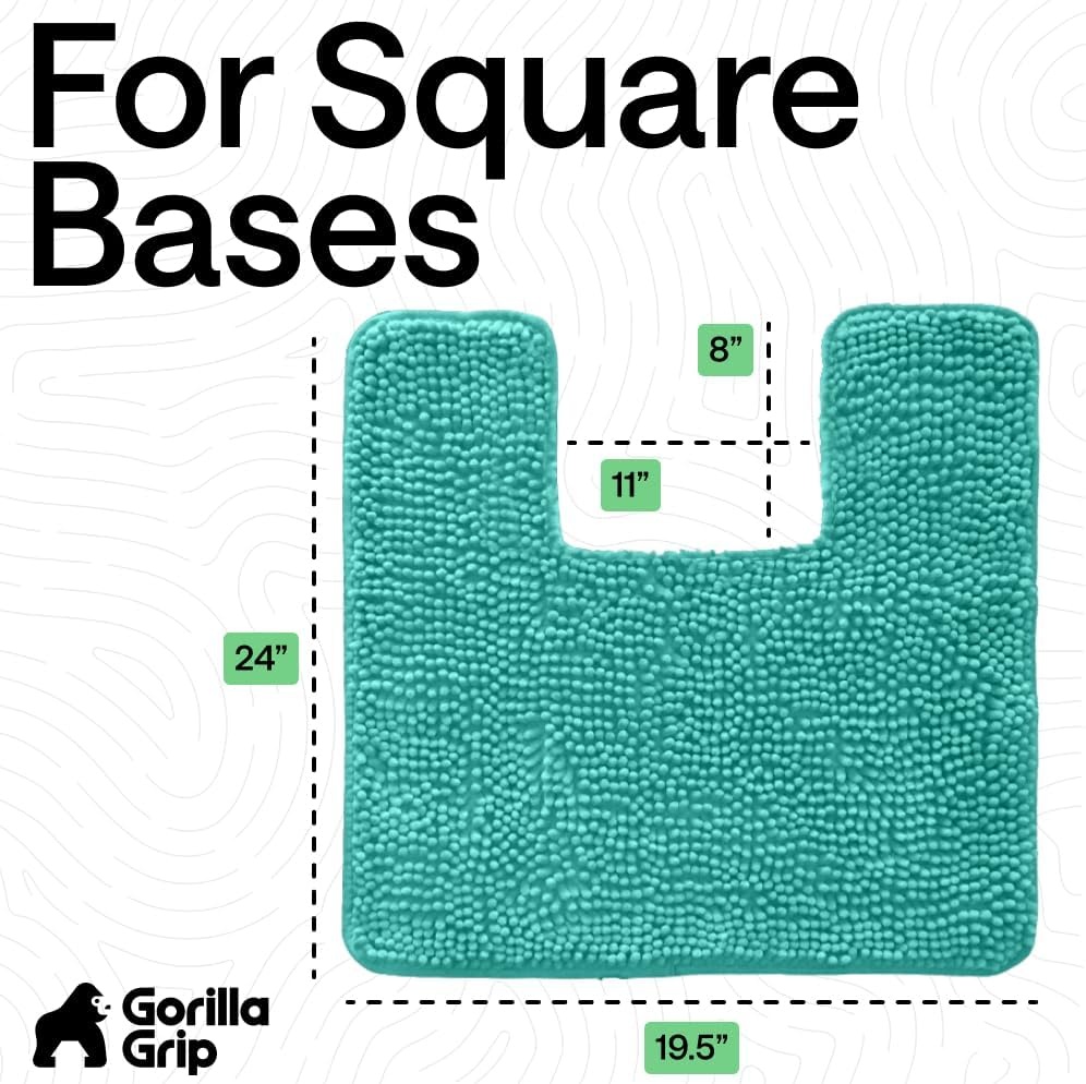 image:imageGORILLA GRIP Bath Rug Mat Thick Soft Absorbent Chenille Quick Dry Microfiber Mats Rubber Backing Machine Washable Shower Floor Rugs Bathroom Bathmat Home Decor Accessories 24x17 GreyTurquoise