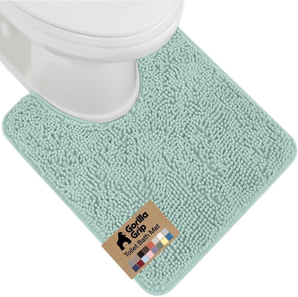 image:imageGORILLA GRIP Bath Rug Mat Thick Soft Absorbent Chenille Quick Dry Microfiber Mats Rubber Backing Machine Washable Shower Floor Rugs Bathroom Bathmat Home Decor Accessories 24x17 GreySeablue