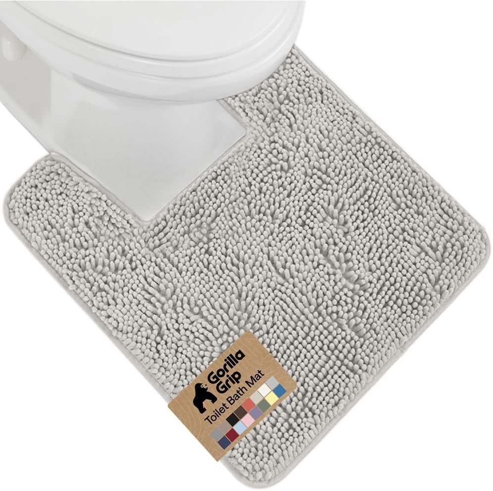 image:imageGORILLA GRIP Bath Rug Mat Thick Soft Absorbent Chenille Quick Dry Microfiber Mats Rubber Backing Machine Washable Shower Floor Rugs Bathroom Bathmat Home Decor Accessories 24x17 GreyLight Gray
