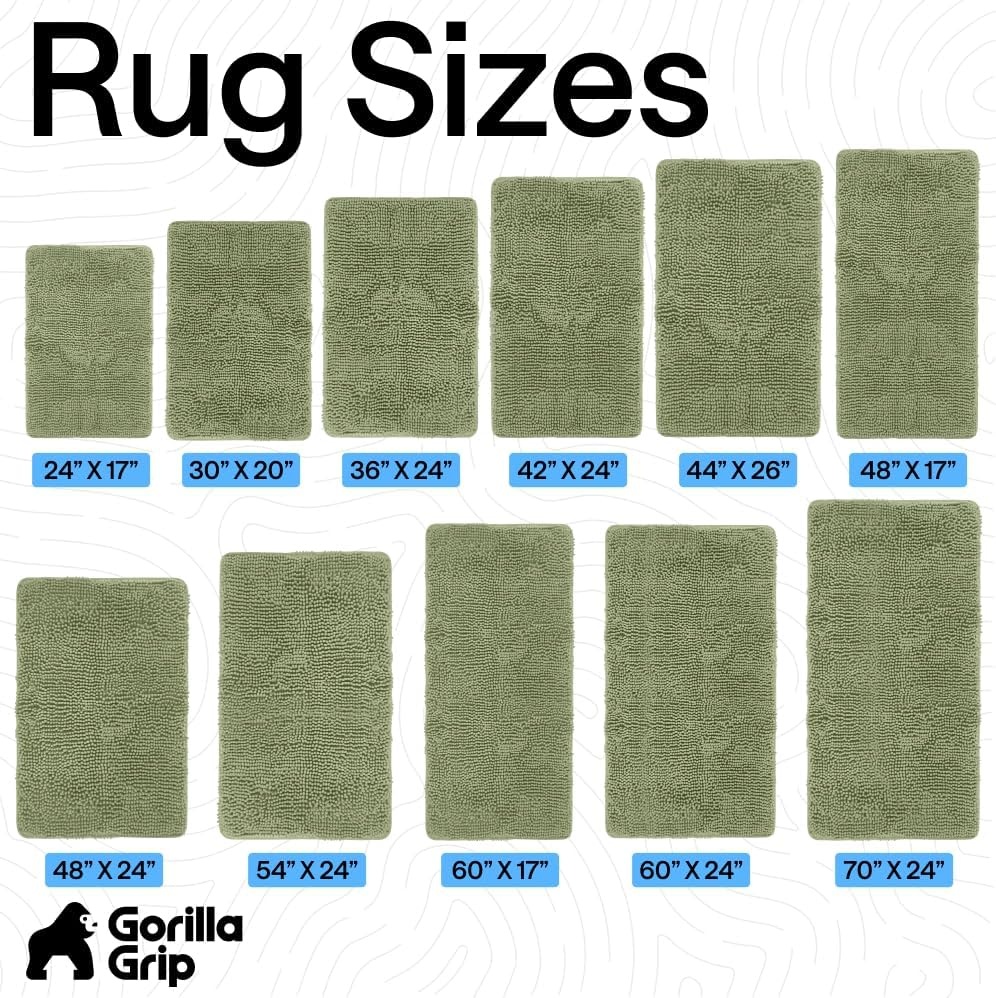 image:imageGORILLA GRIP Bath Rug Mat Thick Soft Absorbent Chenille Quick Dry Microfiber Mats Rubber Backing Machine Washable Shower Floor Rugs Bathroom Bathmat Home Decor Accessories 24x17 GreySage