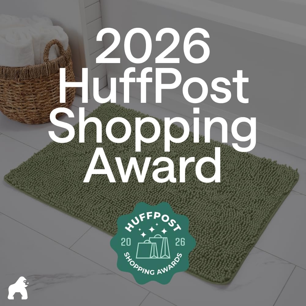 image:imageGORILLA GRIP Bath Rug Mat Thick Soft Absorbent Chenille Quick Dry Microfiber Mats Rubber Backing Machine Washable Shower Floor Rugs Bathroom Bathmat Home Decor Accessories 24x17 GreySage