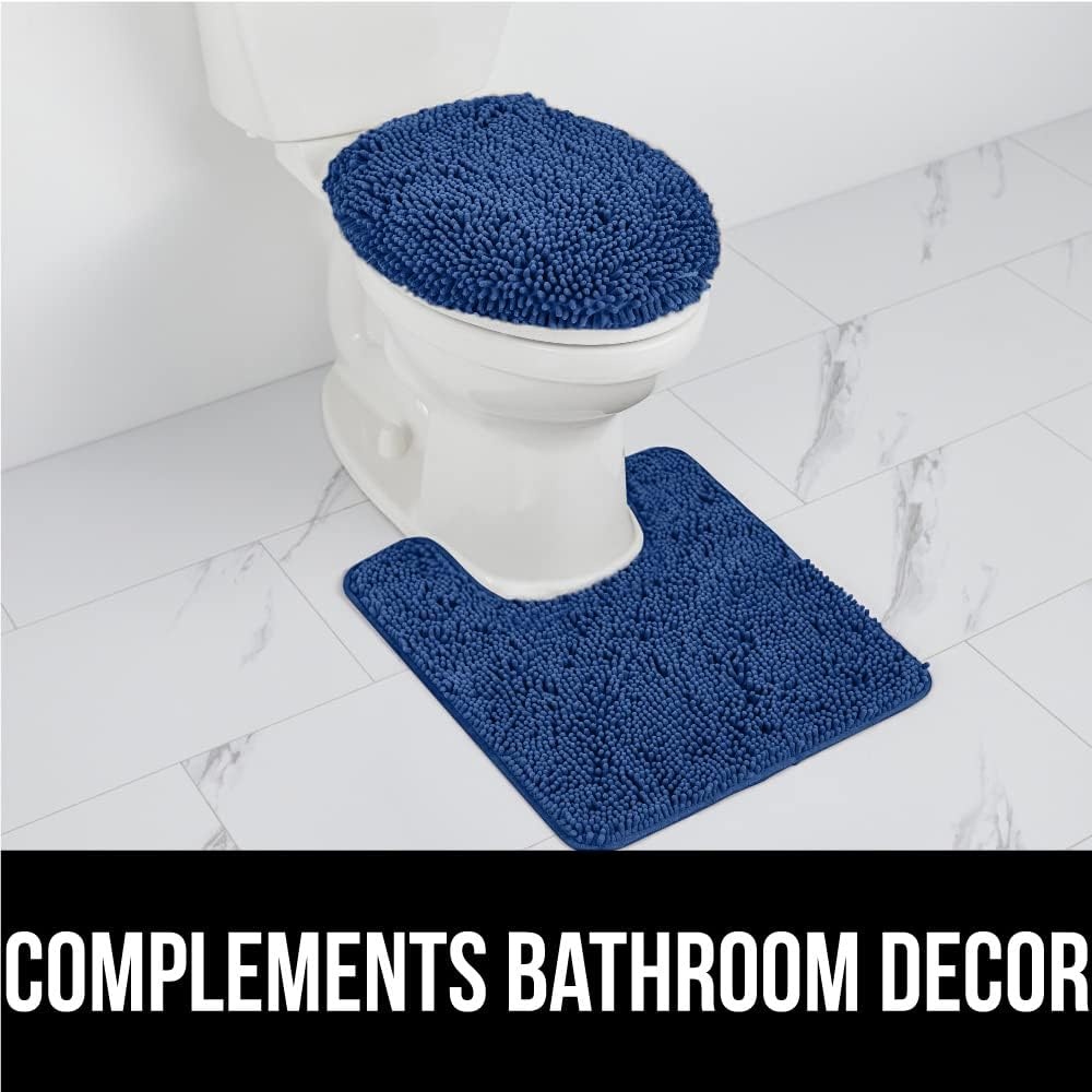 image:imageGORILLA GRIP Bath Rug Mat Thick Soft Absorbent Chenille Quick Dry Microfiber Mats Rubber Backing Machine Washable Shower Floor Rugs Bathroom Bathmat Home Decor Accessories 24x17 GreyRoyal Blue