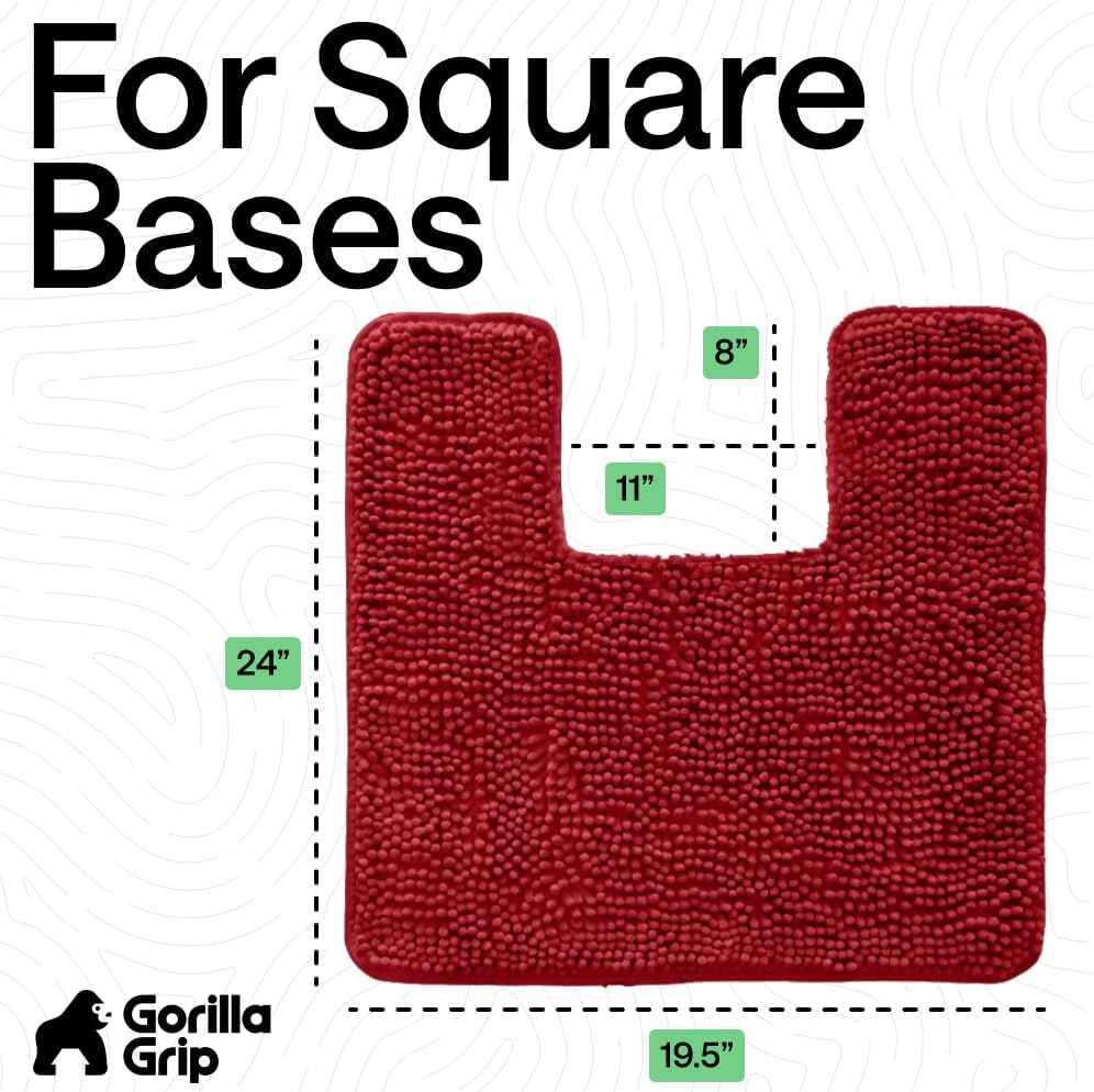 image:imageGORILLA GRIP Bath Rug Mat Thick Soft Absorbent Chenille Quick Dry Microfiber Mats Rubber Backing Machine Washable Shower Floor Rugs Bathroom Bathmat Home Decor Accessories 24x17 GreyRed