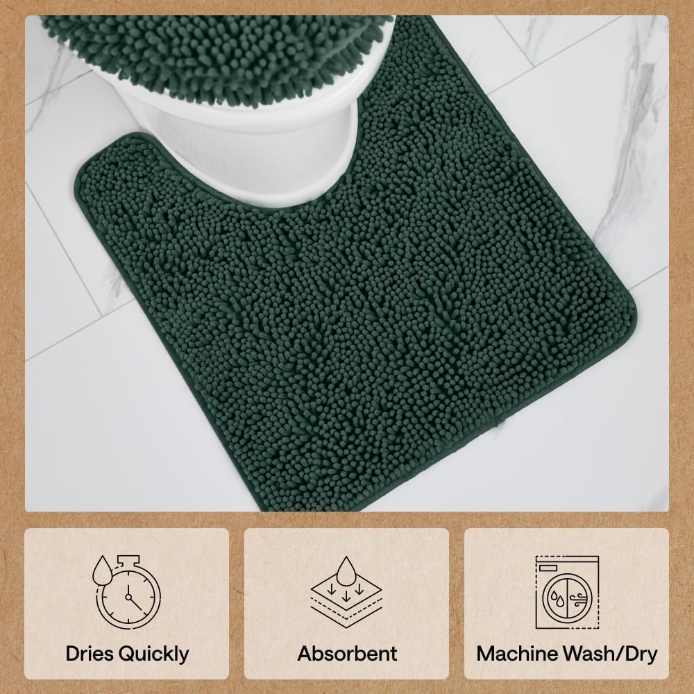 image:imageGORILLA GRIP Bath Rug Mat Thick Soft Absorbent Chenille Quick Dry Microfiber Mats Rubber Backing Machine Washable Shower Floor Rugs Bathroom Bathmat Home Decor Accessories 24x17 GreyHunter