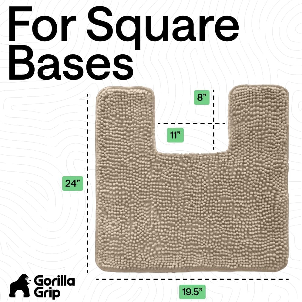 image:imageGORILLA GRIP Bath Rug Mat Thick Soft Absorbent Chenille Quick Dry Microfiber Mats Rubber Backing Machine Washable Shower Floor Rugs Bathroom Bathmat Home Decor Accessories 24x17 GreyGray Beige