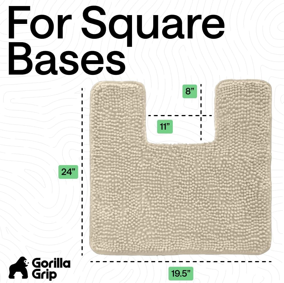 image:imageGORILLA GRIP Bath Rug Mat Thick Soft Absorbent Chenille Quick Dry Microfiber Mats Rubber Backing Machine Washable Shower Floor Rugs Bathroom Bathmat Home Decor Accessories 24x17 GreySand