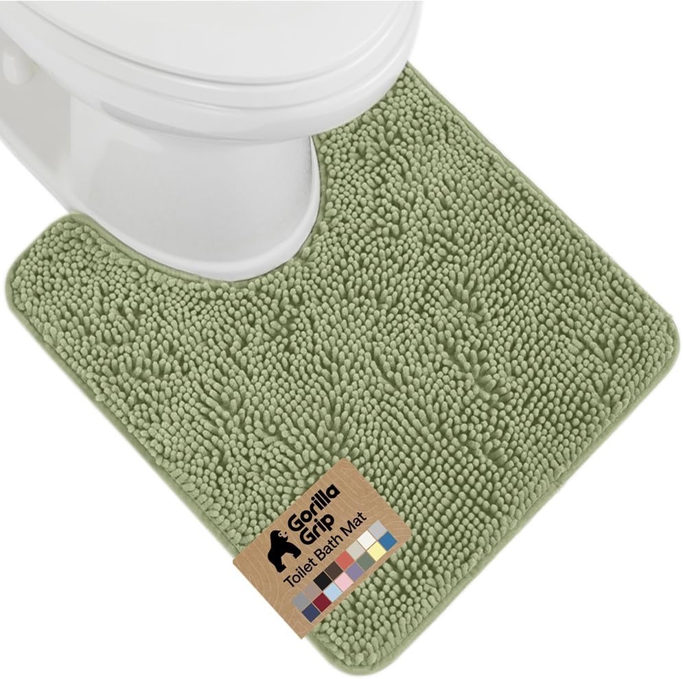 image:imageGORILLA GRIP Bath Rug Mat Thick Soft Absorbent Chenille Quick Dry Microfiber Mats Rubber Backing Machine Washable Shower Floor Rugs Bathroom Bathmat Home Decor Accessories 24x17 GreySage