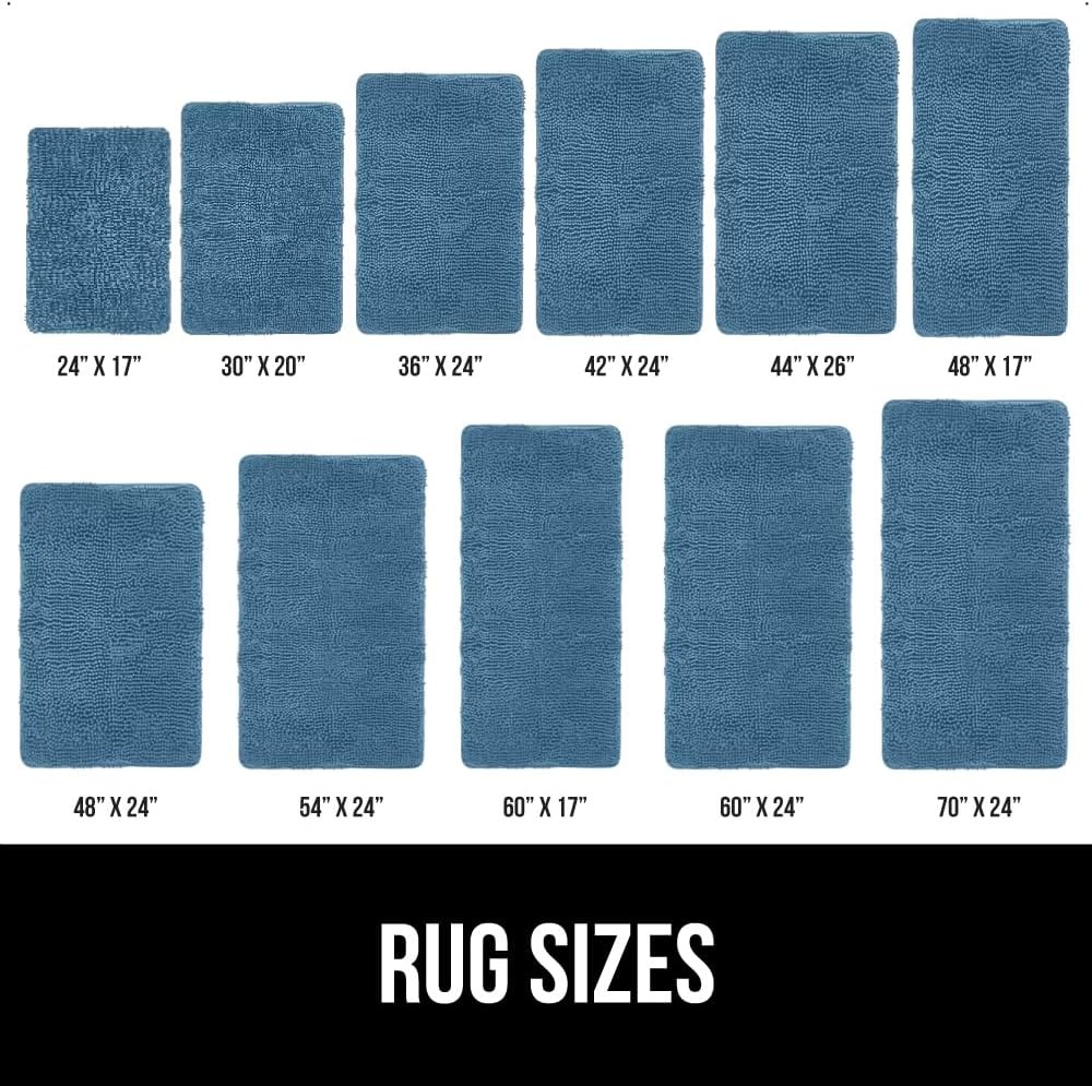 image:imageGORILLA GRIP Bath Rug Mat Thick Soft Absorbent Chenille Quick Dry Microfiber Mats Rubber Backing Machine Washable Shower Floor Rugs Bathroom Bathmat Home Decor Accessories 24x17 GreyBlue