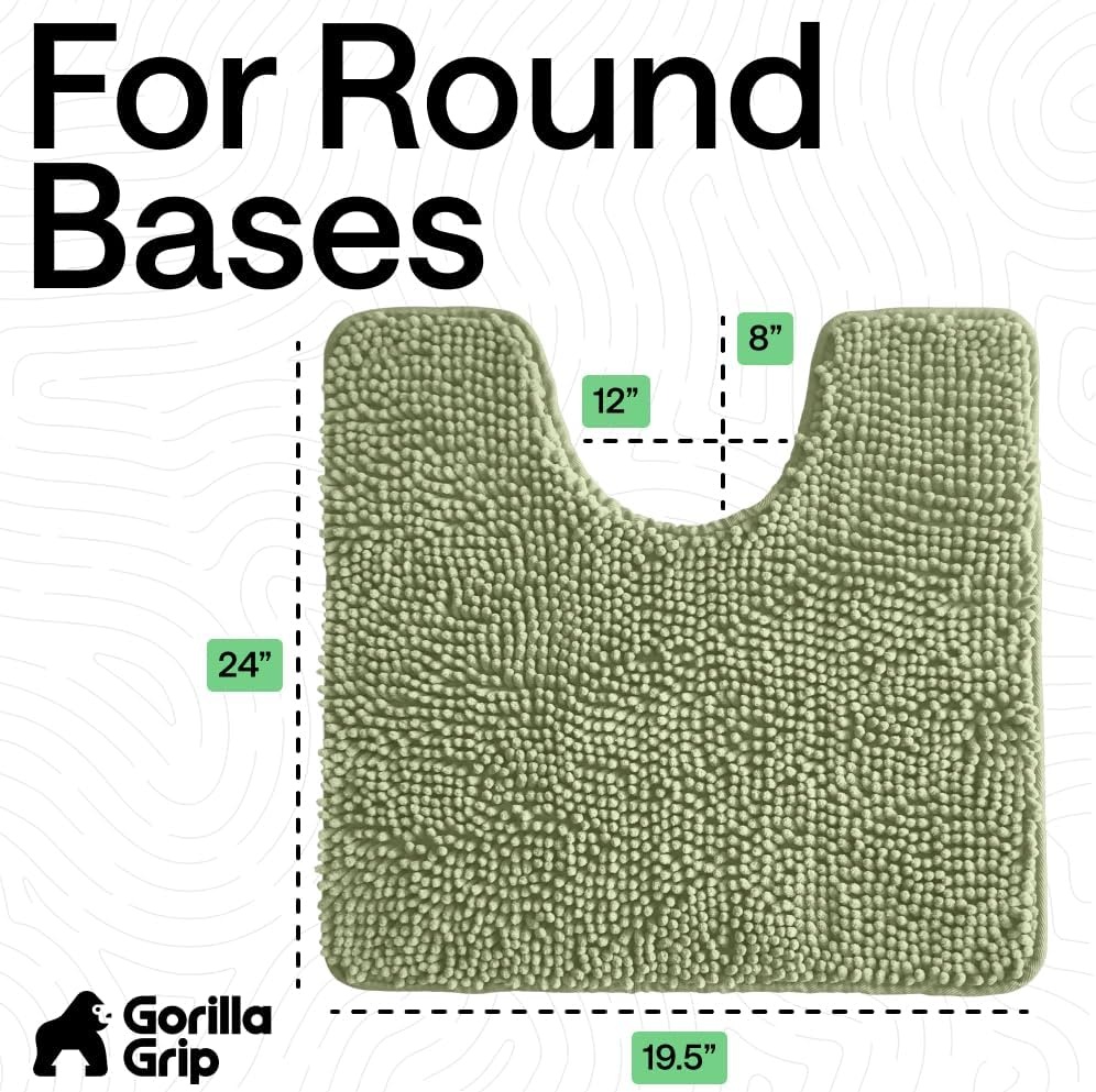image:imageGORILLA GRIP Bath Rug Mat Thick Soft Absorbent Chenille Quick Dry Microfiber Mats Rubber Backing Machine Washable Shower Floor Rugs Bathroom Bathmat Home Decor Accessories 24x17 GreySage
