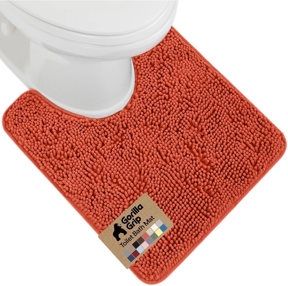 image:imageGORILLA GRIP Bath Rug Mat Thick Soft Absorbent Chenille Quick Dry Microfiber Mats Rubber Backing Machine Washable Shower Floor Rugs Bathroom Bathmat Home Decor Accessories 24x17 GreyCoral