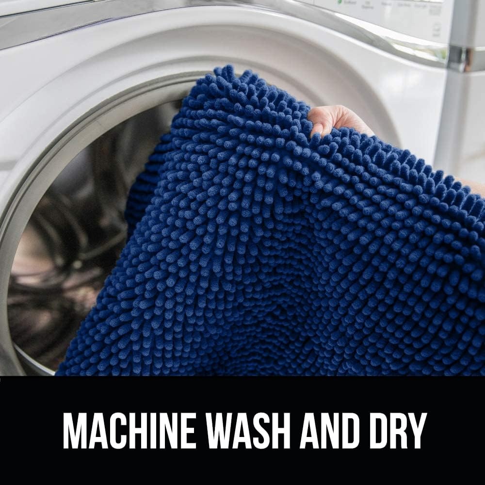 image:imageGORILLA GRIP Bath Rug Mat Thick Soft Absorbent Chenille Quick Dry Microfiber Mats Rubber Backing Machine Washable Shower Floor Rugs Bathroom Bathmat Home Decor Accessories 24x17 GreyRoyal Blue