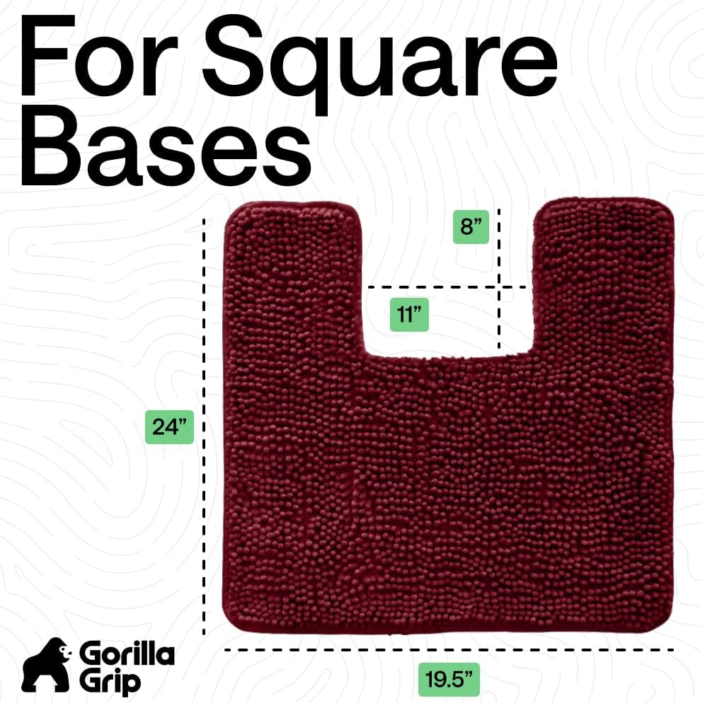 image:imageGORILLA GRIP Bath Rug Mat Thick Soft Absorbent Chenille Quick Dry Microfiber Mats Rubber Backing Machine Washable Shower Floor Rugs Bathroom Bathmat Home Decor Accessories 24x17 GreyBurgundy